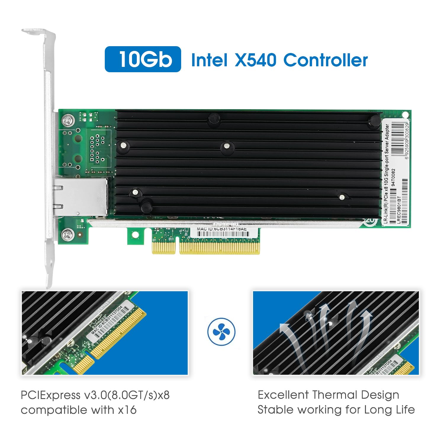 Amazon.in: Buy 10Gb PCI-E NIC Network Card,Single Copper RJ45 Port